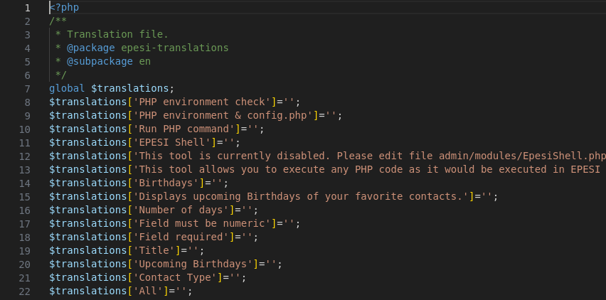 Editing "en.php" file