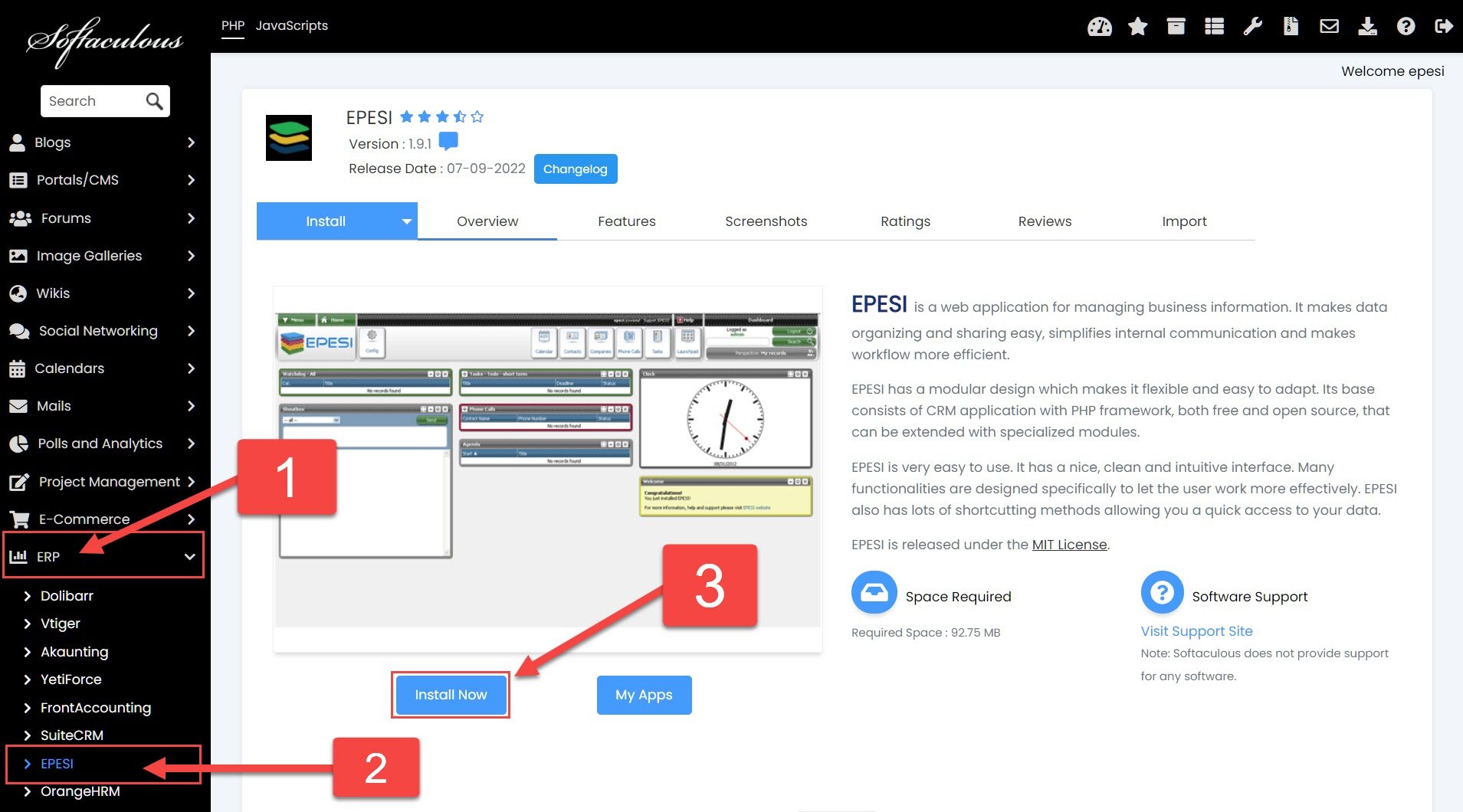 Softaculous-epesi Softaculous-epesi